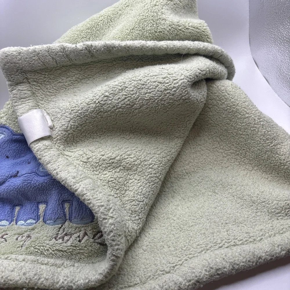 Messages‎ from the Heart Baby Blanket Green Elephant Tons of Love 40x30 VHTF